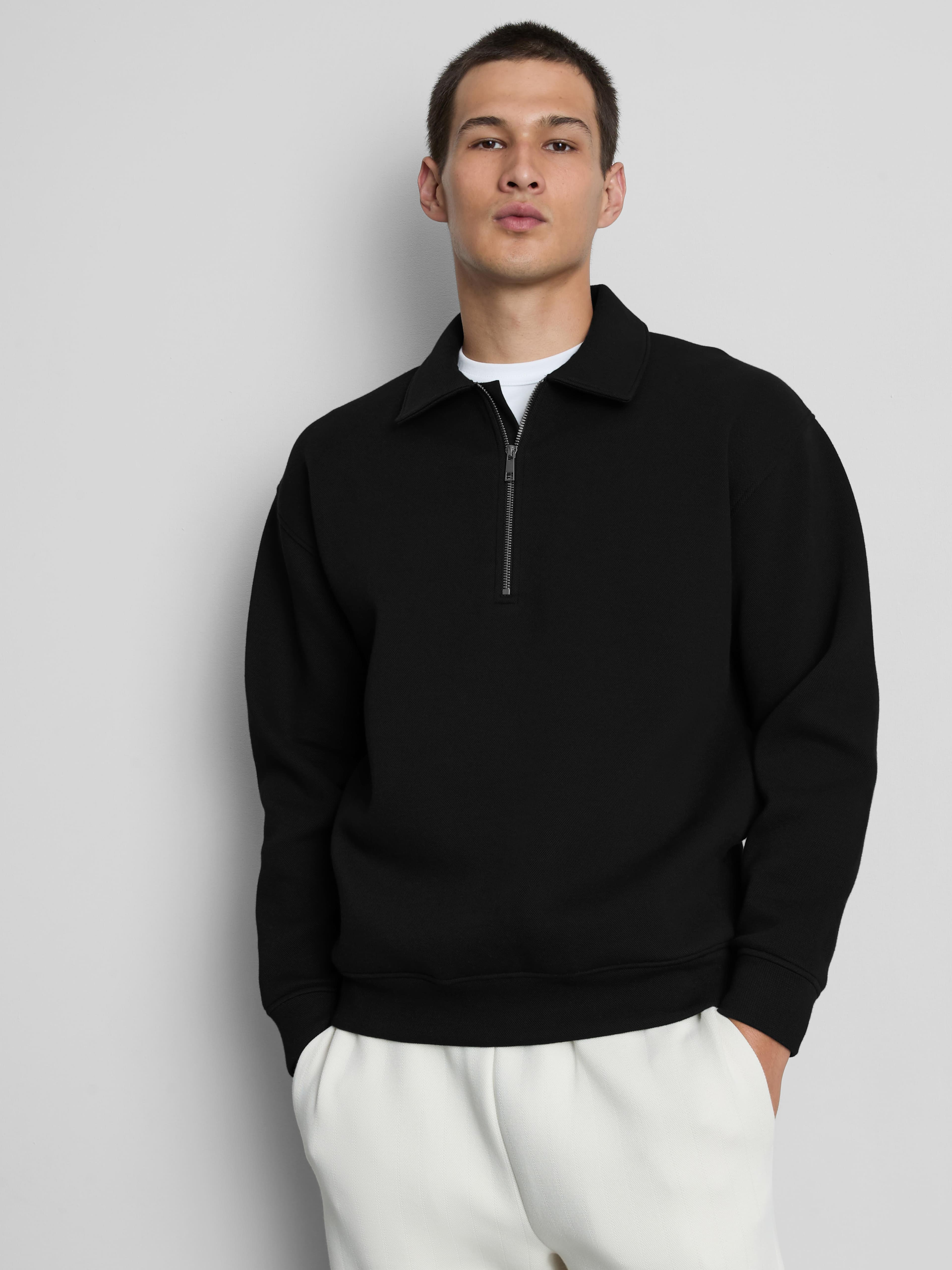 Men's Black The Edit Quarter Zip Sweatshirt | Penneys