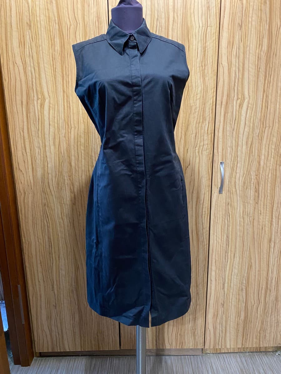 AQUASCUTUM OF LONDON DARK NAVY COTTON SLEEVELESS TIED SHIRT DRESS-UK 12 | eBay UK