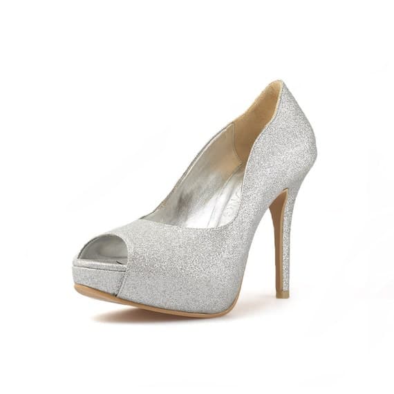 Hollywood Silver Glitter Custom Made Heels, Silver Glitter Peep Toe Pumps, Bespoke Glitter Platform Pumps, Silver Glitter Wedding Heels - Etsy UK