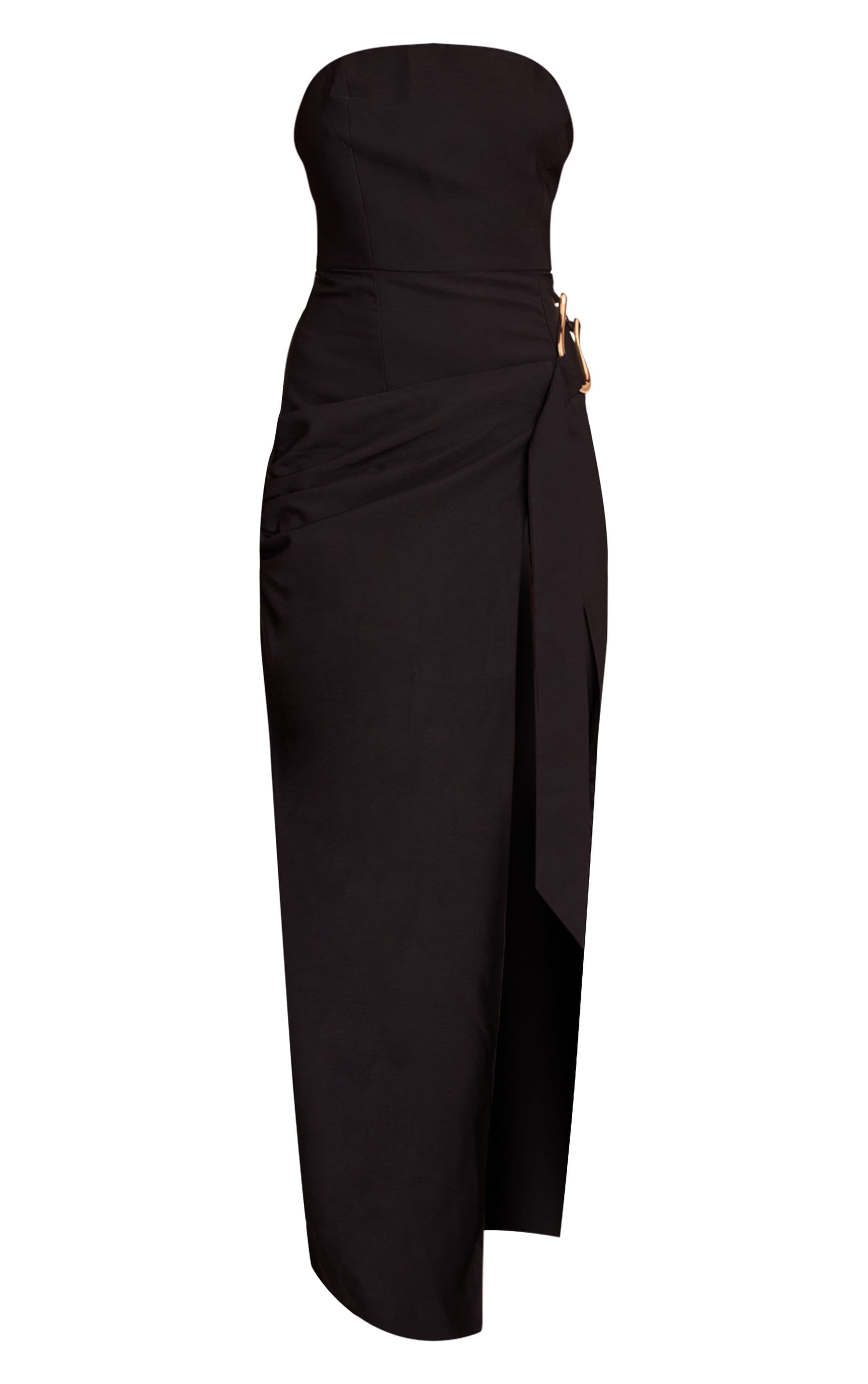 Black Drape Detail Maxi Dress | PLT