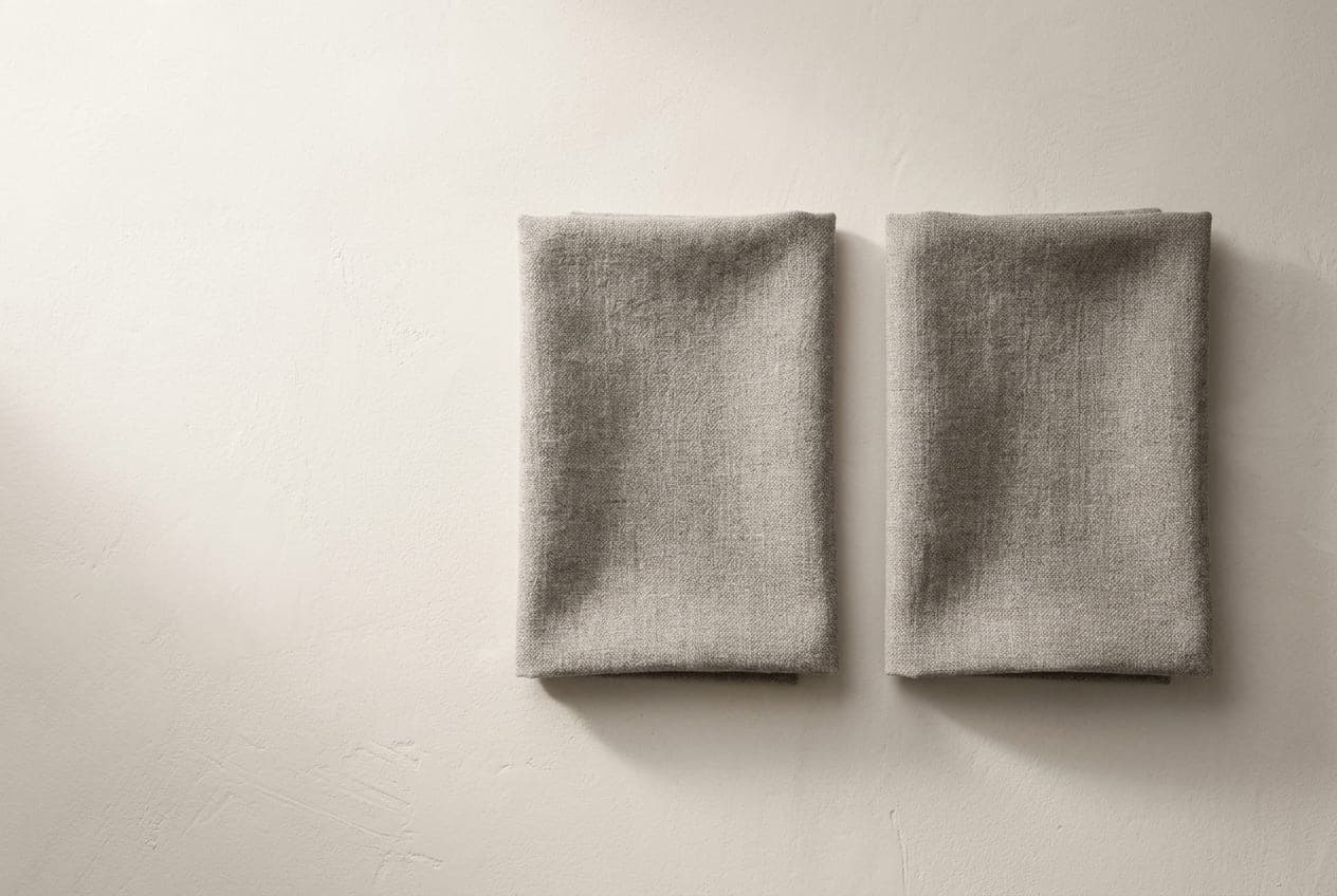 Two indistinguishable squares of stone cloth with a band of plaster between them
