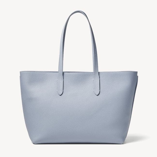 Zipped East West Tote with Charm in Sky Blue Pebble | Aspinal