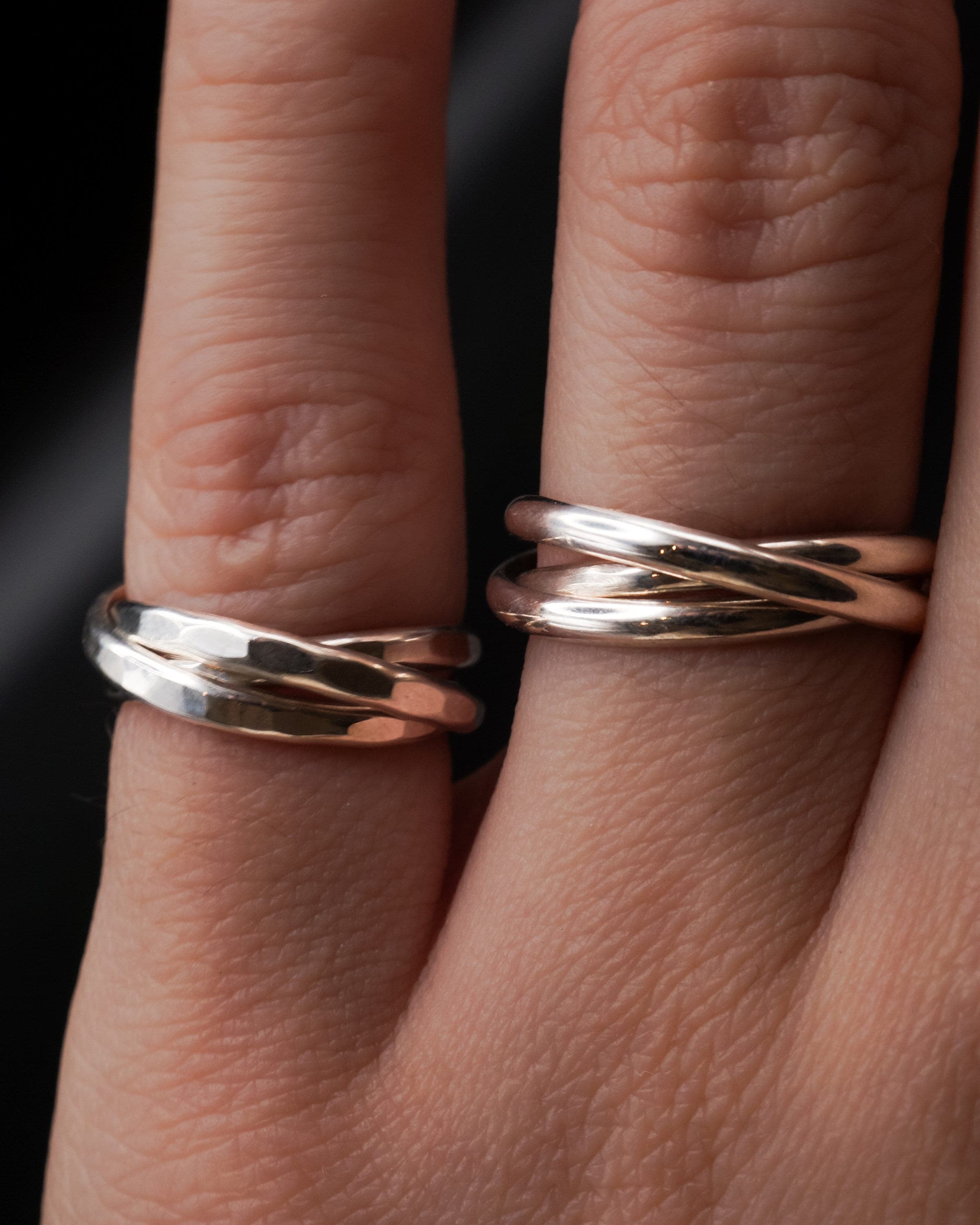Thick Interlocking Set of 3 Rings in Silver, Gold Fill or Rose Gold Fill, Interlocking, Rolling Ring, Wrap, Fidget, Rolling Ring, Entwined - Etsy UK