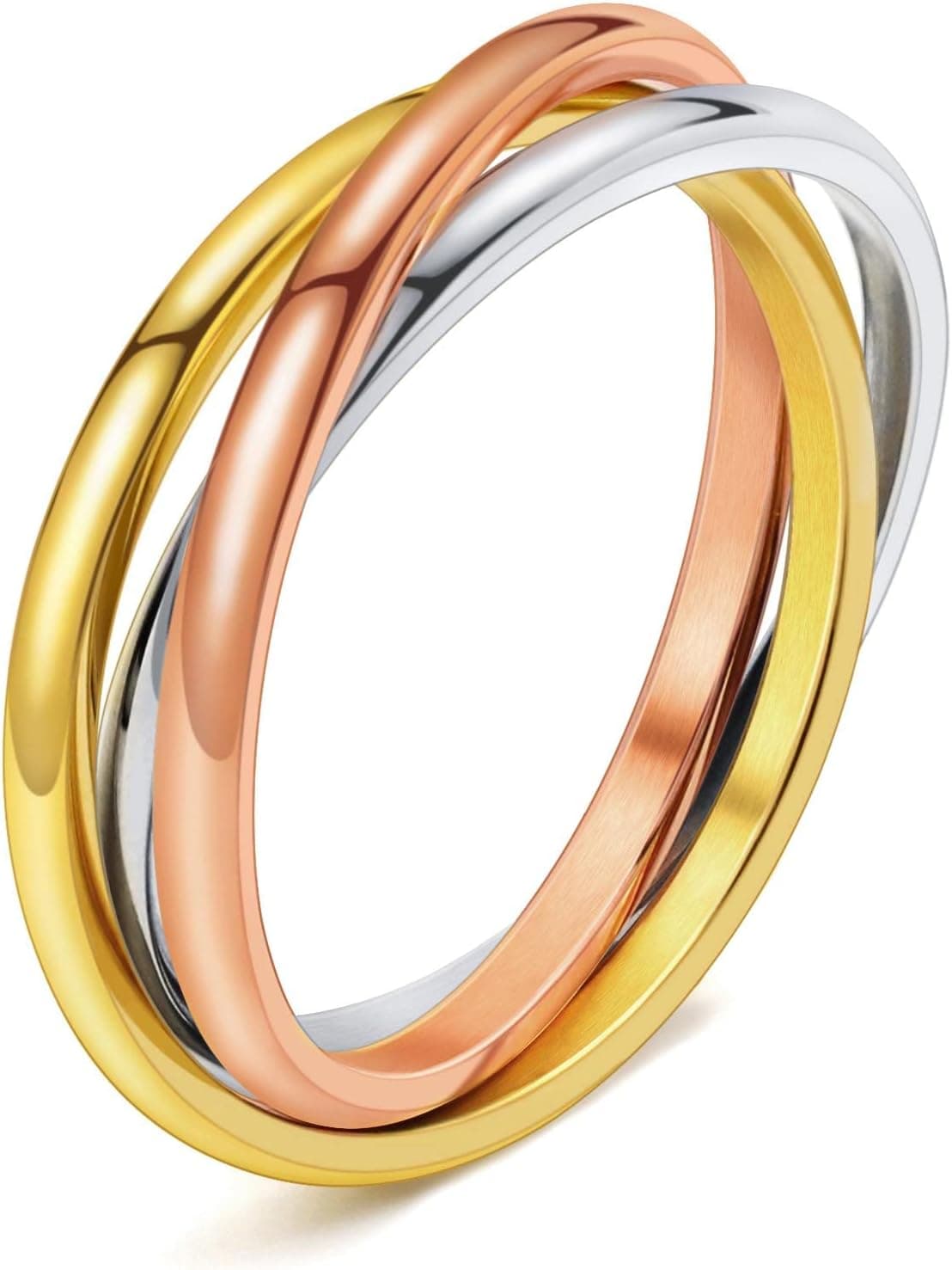 DURSI Trinity Interlocked Rolling Triple Ring for Women Girls Kids, Stainless Steel Cross Stacking Puzzle Ring for Fidget Anxiety, Minimalist Promise Engagement Wedding Ring (18k Gold, Size 6) : Amazon.co.uk: Fashion
